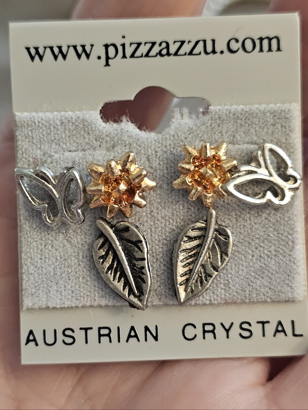 Clearance Sale! Butterfly & Leaf Earring Set - Gold and Silver